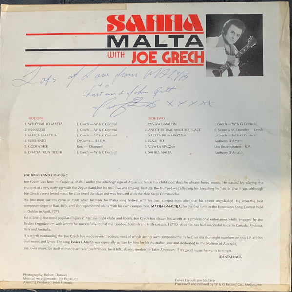 Joe Grech : Sahha Malta with Joe Grech (LP, Album)