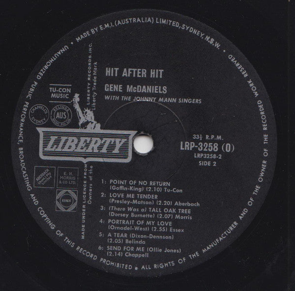 Gene McDaniels* : Hit After Hit (LP, Album)